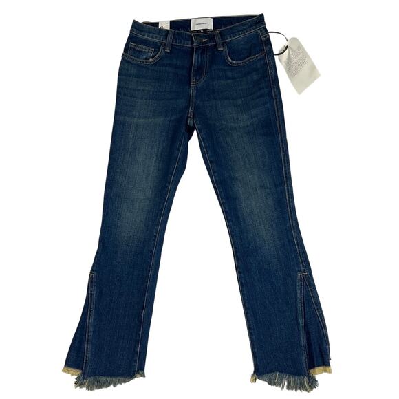 Current Elliott The Fan Kick Jeans Medium Wash (Brush) Fray Hem Size 25 NWT - Picture 2 of 12